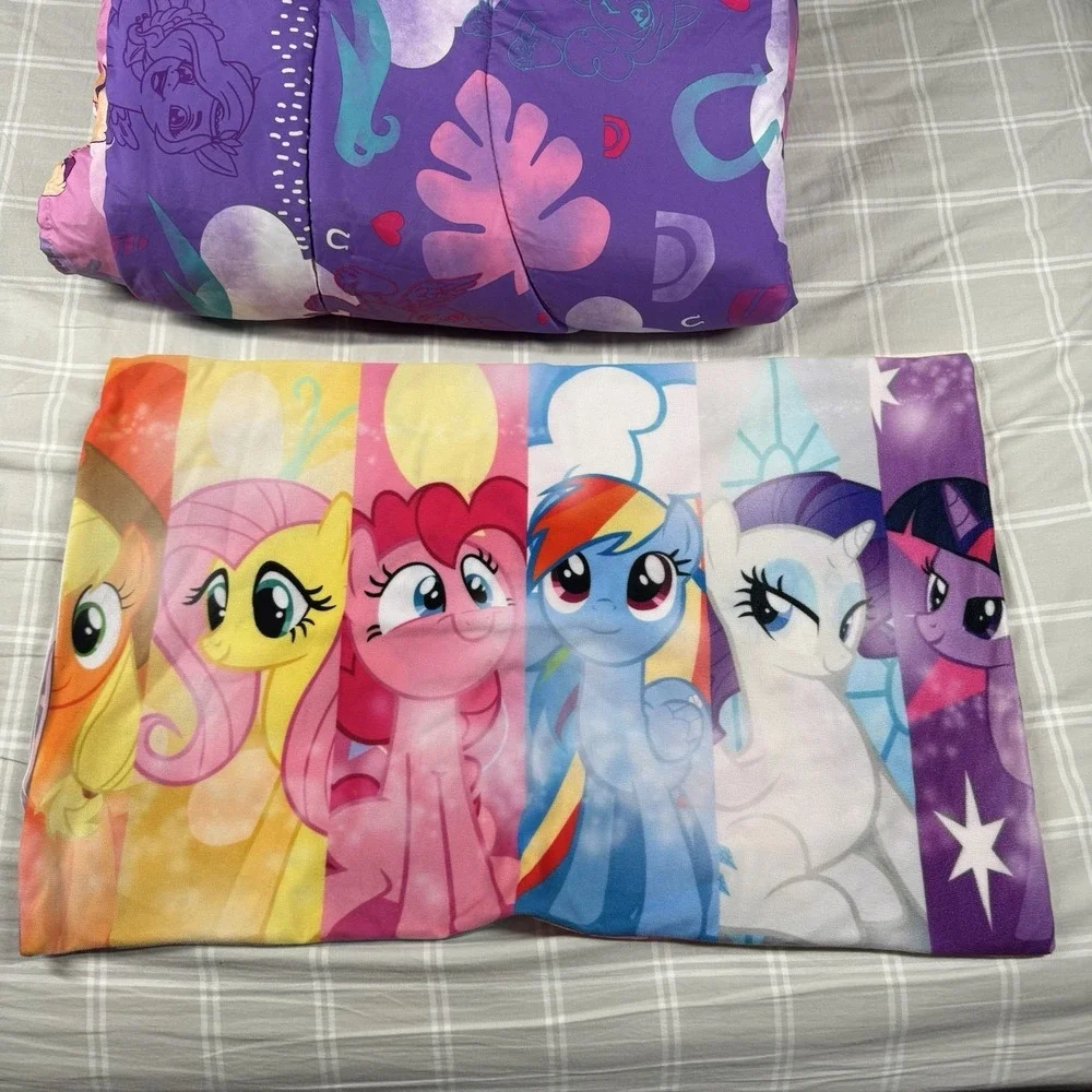 My Little Pony Twin Reversible Comforter Pillowcase & Sham Purple Pink 64
